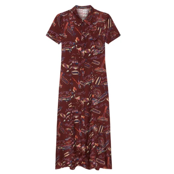 Elegant ALEXA CHUNG 
Printed dress | Burgundy| Patterned Dress | size 10 - Picture 2 of 15